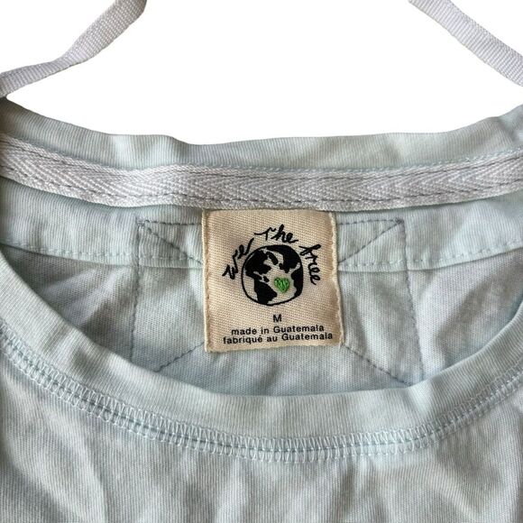 Free People Women’s M Save The Sea Graphic Tee Aqua Blue Boxy Oversized Rare New - Picture 4 of 8